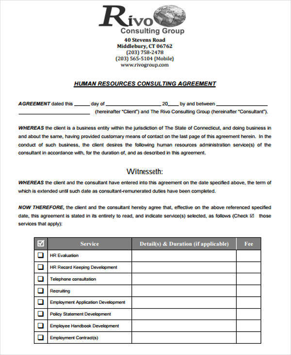 human resource outsourcing contract sample